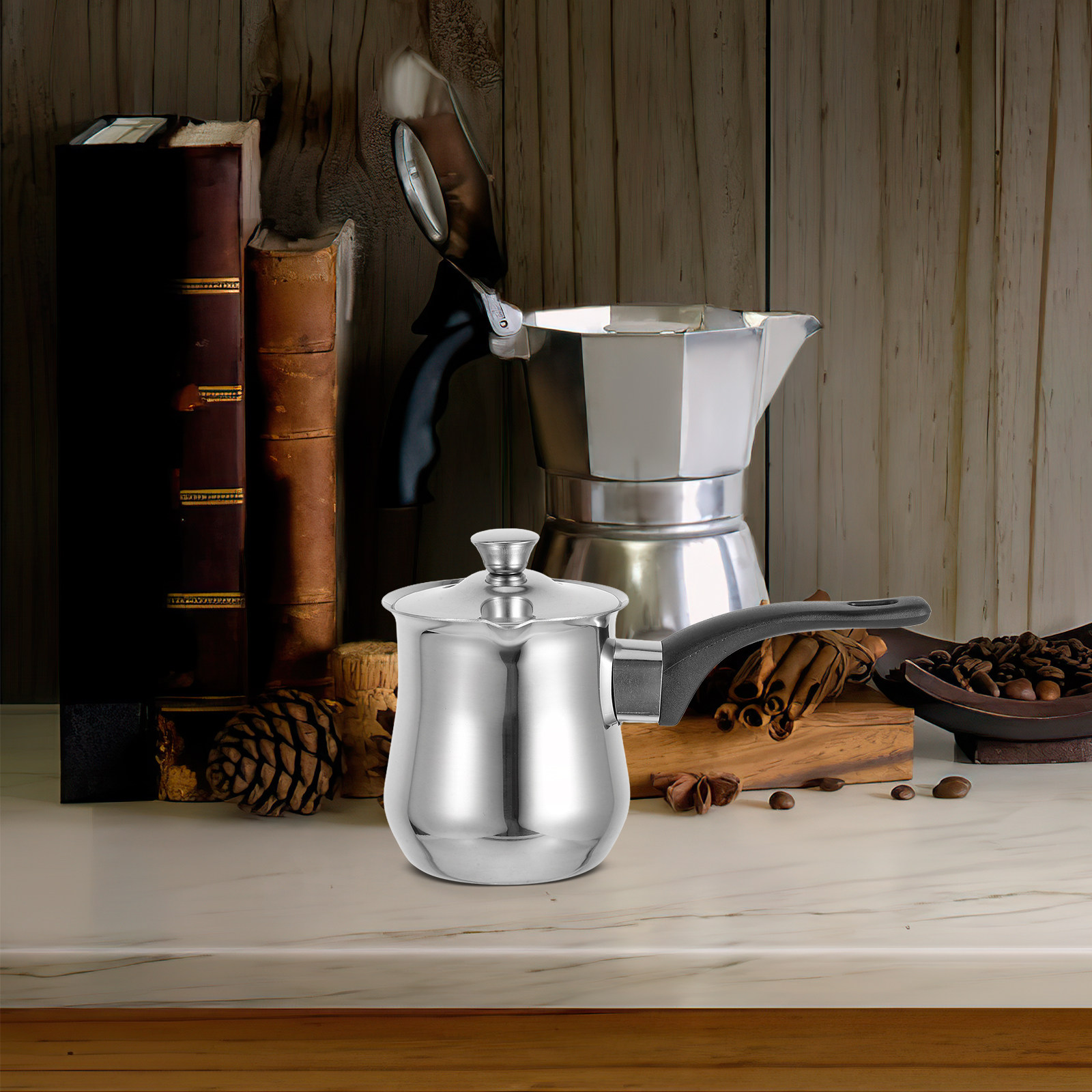 Coffee Tea Pot - 360ml RVS Turkse Koffiezetapparaat Pot Melkschuimer