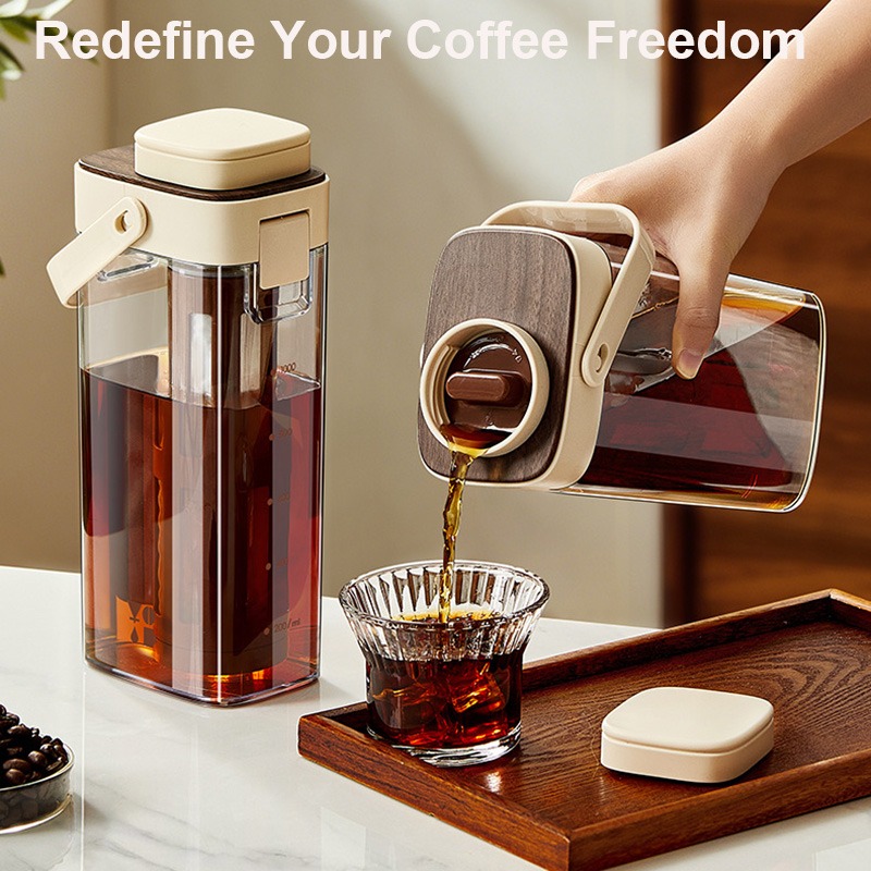 Coffee Tea Pot - Cold Brew Koffiekan Lekvrij Afgesloten Iced