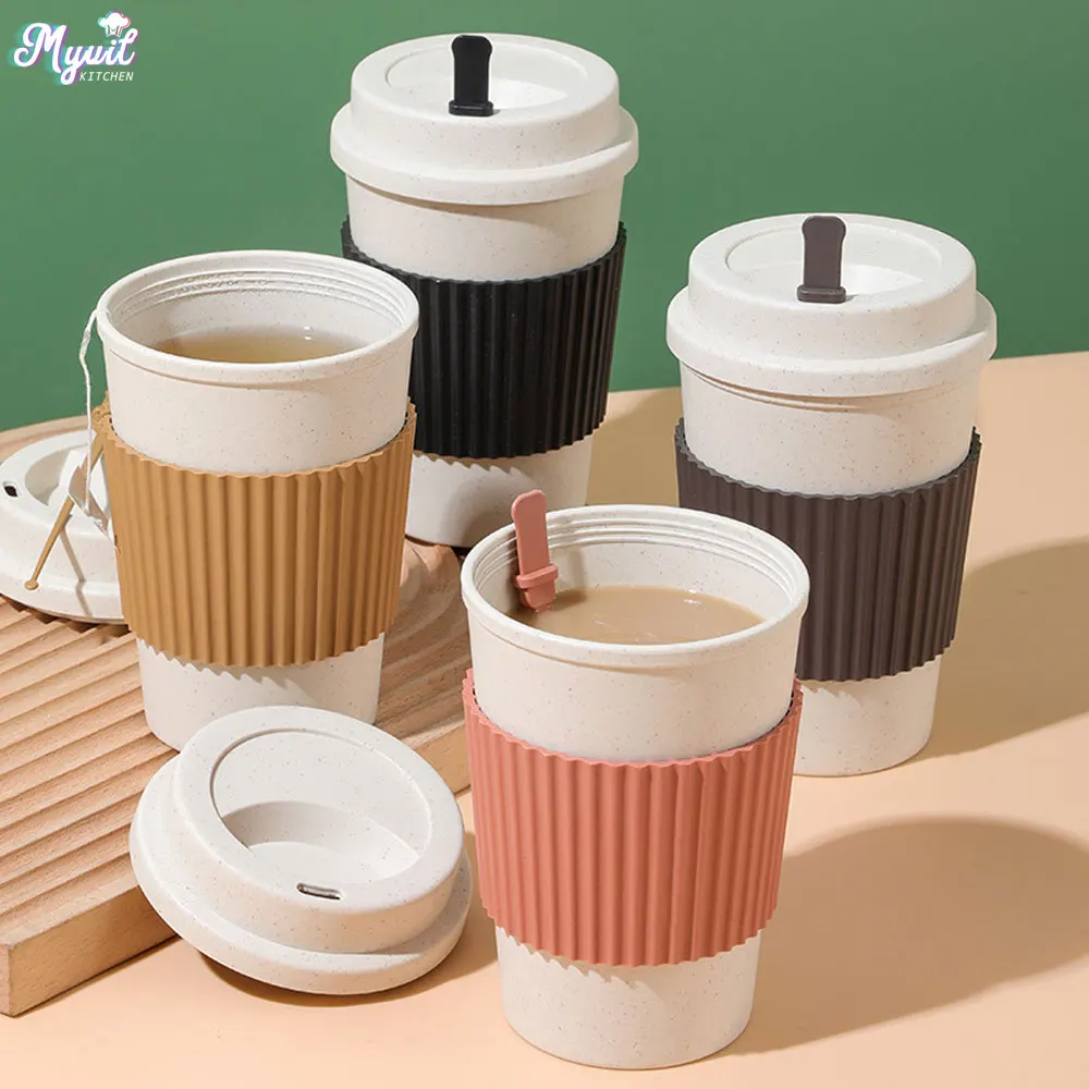 Coffee Tea Flask - 450ML Koffiekopjes Met Deksels Tarwestro Herbruikbare