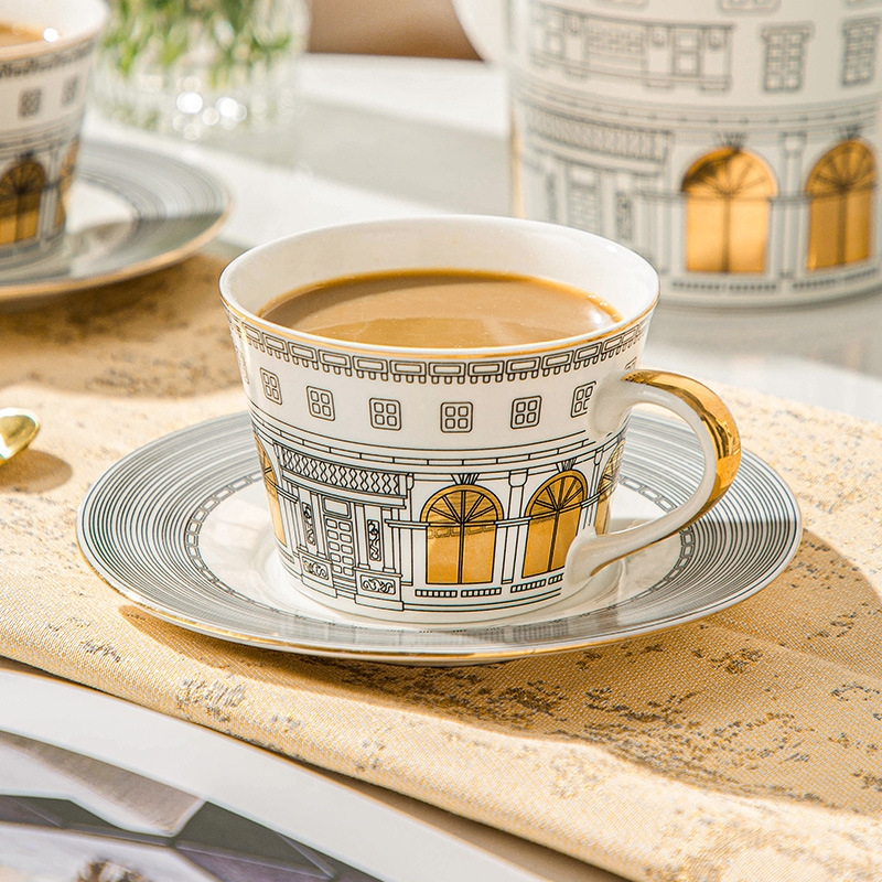 Coffee Tea Flask - Architecturale kop en schotel koffiemok Europese